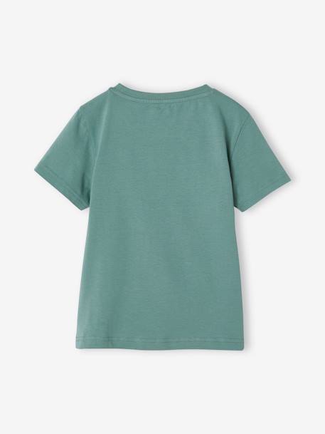 Jungen T-Shirt Basic mit Print vorn - anthrazit+aqua - 5