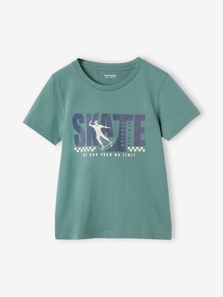 Jungen T-Shirt Basic mit Print vorn anthrazit+aqua 4