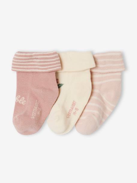 3er-Pack Mädchen Baby Socken mit Schriftzug rosenholz 1