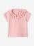 Mädchen Baby T-Shirt mit Zierkragen Oeko-Tex - rosa+wollweiß - 1