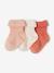 3er-Pack unifarbene Baby Socken aus Ripp rosenholz 1