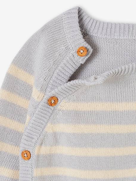 Baby Ringelpullover Oeko-Tex beige meliert+himmelblau 6