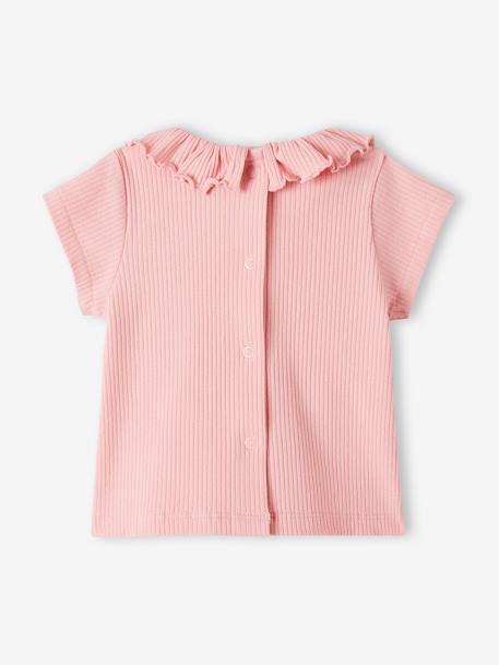 Mädchen Baby T-Shirt mit Zierkragen Oeko-Tex rosa 4