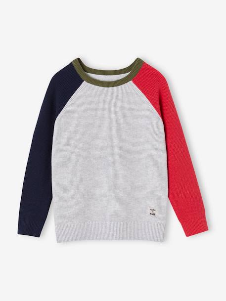 Jungen Pullover Oeko-Tex grau meliert+wollweiß 4