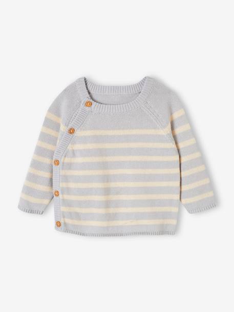 Baby Ringelpullover Oeko-Tex beige meliert+himmelblau 4