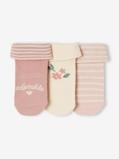 3er-Pack Mädchen Baby Socken mit Schriftzug rosenholz 2