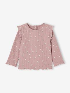 -Geripptes Mädchen Baby Shirt mit Volantärmeln, Bio-Baumwolle