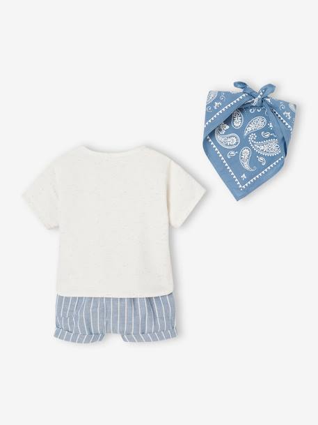 Jungen Baby-Set: Hemd, Shorts & Halstuch - blau - 5