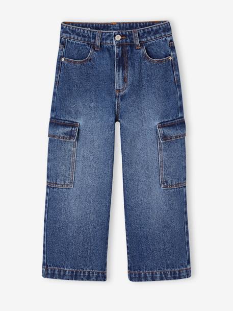 Weite Mädchen Cargo-Jeans dunkel blau+mittelblau 1