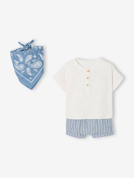Jungen Baby-Set: Hemd, Shorts & Halstuch - blau - 1