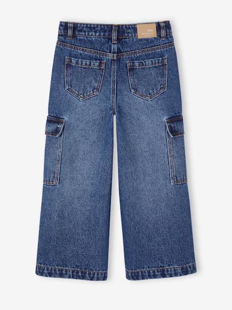 Weite Mädchen Cargo-Jeans dunkel blau+mittelblau 2