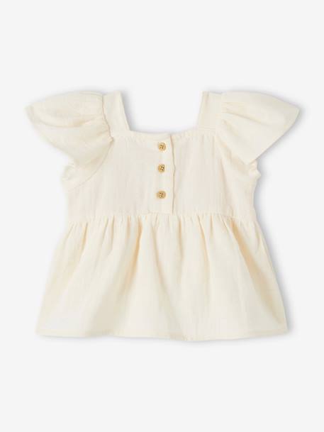 Mädchen Baby Bluse mit Häkelspitze - wollweiß - 3