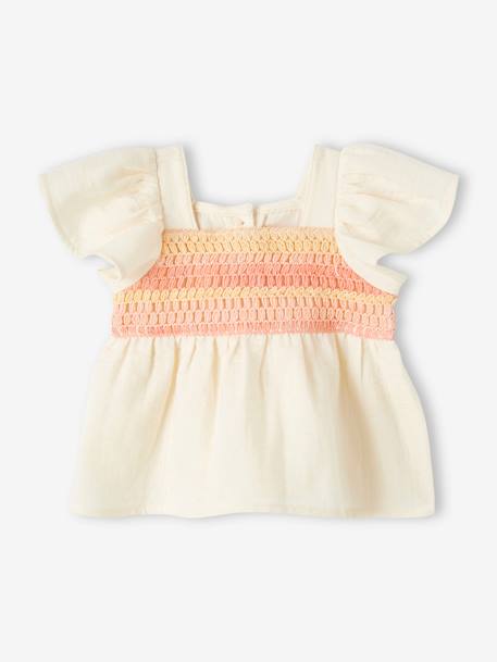 Mädchen Baby Bluse mit Häkelspitze - wollweiß - 2