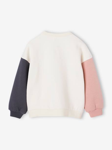 Mädchen Sport-Sweatshirt im Colorblock-Style mit Recycling-Polyester wollweiß 3