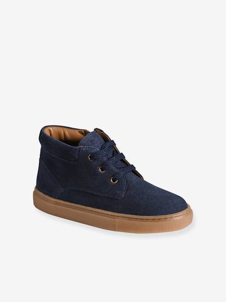 Jungen High-Sneakers aus Leder mit Schnürung braun+marine 6