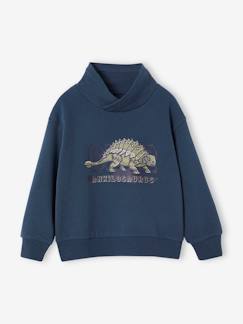 Jungenkleidung-Jungen Sweatshirt mit Schalkragen und Print, Recycling-Polyester