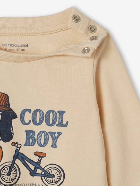 Jungen Baby Shirt COOL BOY aus Bio-Baumwolle sandfarben 2