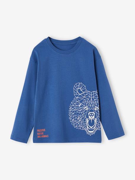 Jungen Shirt mit Recycling-Baumwolle blau+tannengrün 1