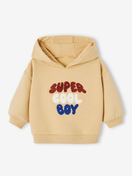 Jungen Baby Kapuzensweatshirt mit Frottee-Schrift, Recycling-Polyester ocker 2