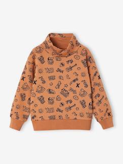 Jungen Sweatshirt mit Schalkragen und Print, Recycling-Polyester  [numero-image]