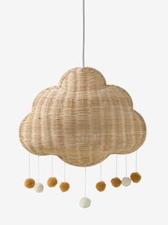 Dekoration & Bettwäsche-Dekoration-Leuchtbilder-Kinderzimmer Rattan-Lampenschirm in Wolkenform mit Pompons