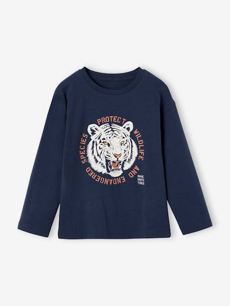 Jungen Shirt mit Tigermotiv und Recycling-Baumwolle nachtblau 1