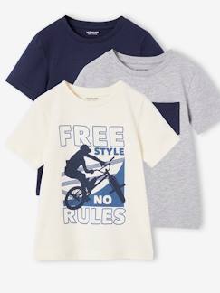 Jungenkleidung-3er-Pack Jungen T-Shirts mit Rundhals Basic