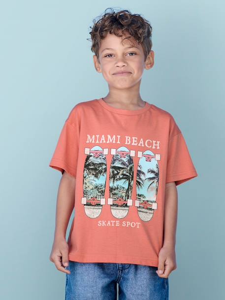 Jungen T-Shirt mit Fotoprint, Recycling-Baumwolle - aqua+koralle+wollweiß - 4