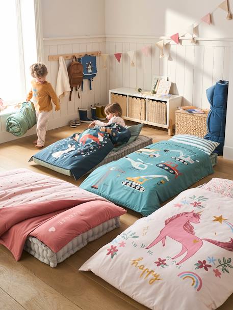 Kinder All-in-One-Schlafsack MINIDODO - blau bedruckt+rosa bedruckt - 8