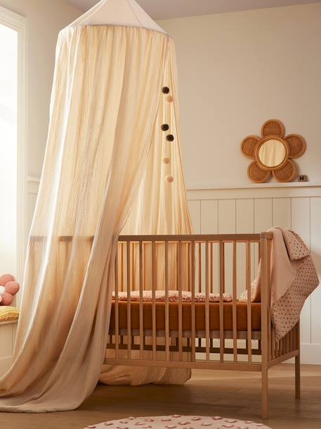 Kinderzimmer Betthimmel aus Musselin, 300cm - hellbeige+zartrosa - 2