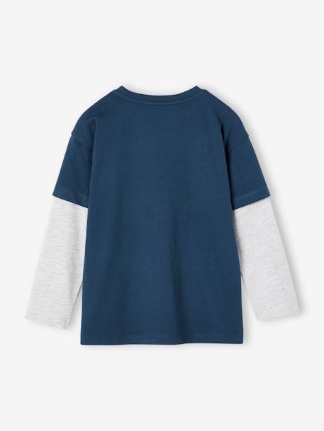 Jungen 2-in-1-Shirt Oeko-Tex eisblau+marine+nachtblau+olivgrün+schwarz+weiß meliert 10