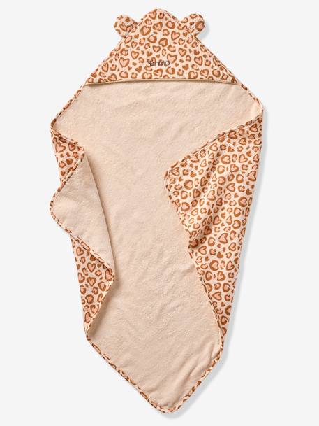 Baby Badecape LOVELY LEO aus Musselin, personalisierbar hellbraun 3