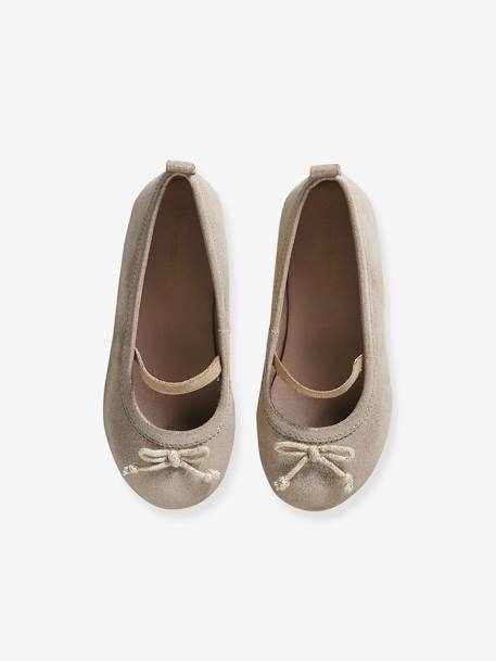 Glänzende Mädchen Leder-Ballerinas gold 4