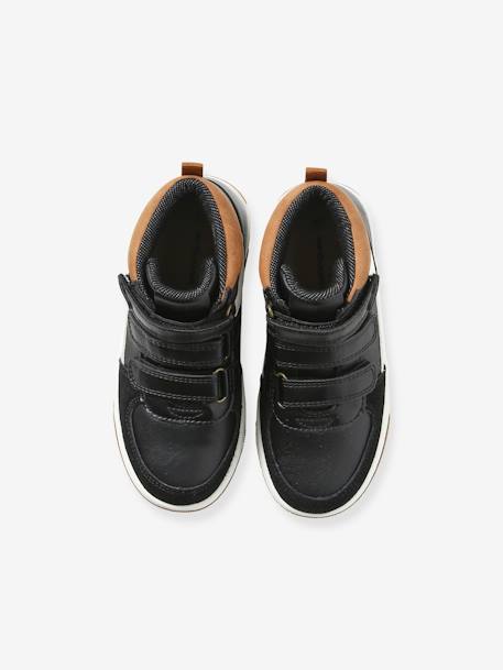 Kinder High-Sneakers mit 3 Klettriemen dunkelblau+schwarz 10