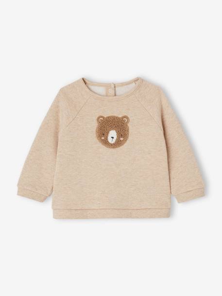 Baby-Set: Sweatshirt & Hose beige meliert+rosa+wollweiß 2