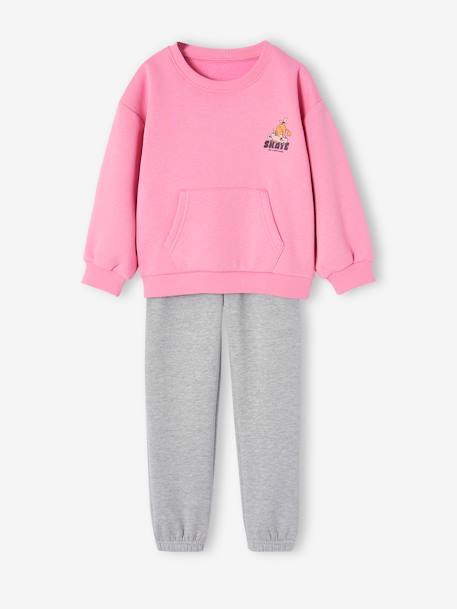 Mädchen Sport-Set: Sweatshirt & Jogginghose, mit Recycling-Polyester bonbon rosa 1