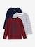 3er-Pack Jungen Langarmshirts BASIC Oeko-Tex aqua+bordeaux+grau meliert+weiß meliert 8