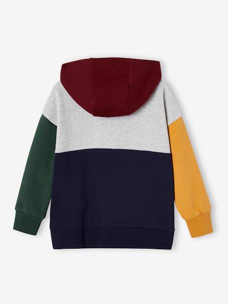 Jungen Kapuzensweatshirt im Colorblock-Style Basics mit Recycling-Polyester mehrfarbig+olivgrün 4