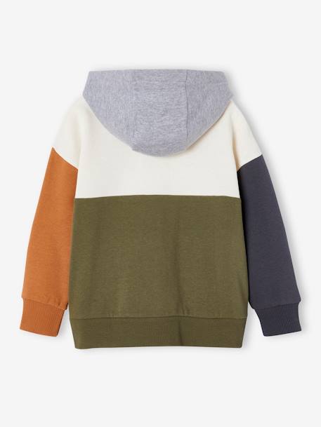 Jungen Kapuzensweatshirt im Colorblock-Style Basics mit Recycling-Polyester mehrfarbig+olivgrün 8