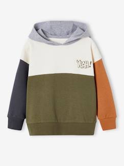 Jungenkleidung-Pullover, Strickjacken, Sweatshirts-Sweatshirts-Jungen Kapuzensweatshirt im Colorblock-Style Basics mit Recycling-Polyester