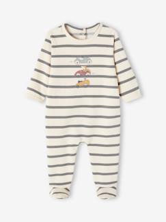 -Jungen Baby Strampler mit Streifen und Autos Oeko-Tex