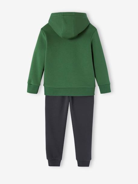 Jungen Sport-Set: Kapuzensweatshirt & Jogginghose graublau+grün+pekannuss 9