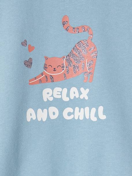 Mädchen Sweatshirt mit Tierprint grau meliert+himmelblau 6