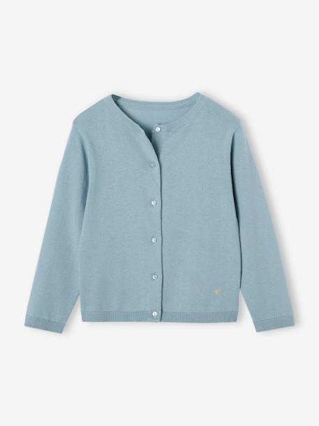 Mädchen Strickjacke BASICS Oeko-Tex blush+grau meliert+himmelblau+mandelgrün+marine+smaragdgrün 7