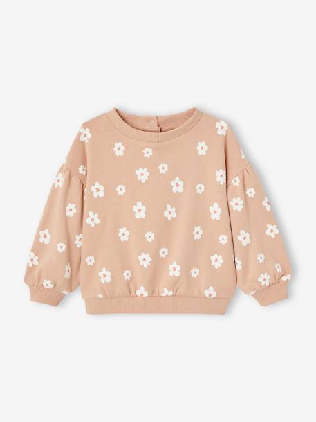 Baby Sweatshirt blush+wollweiß bedruckt/apfel 1