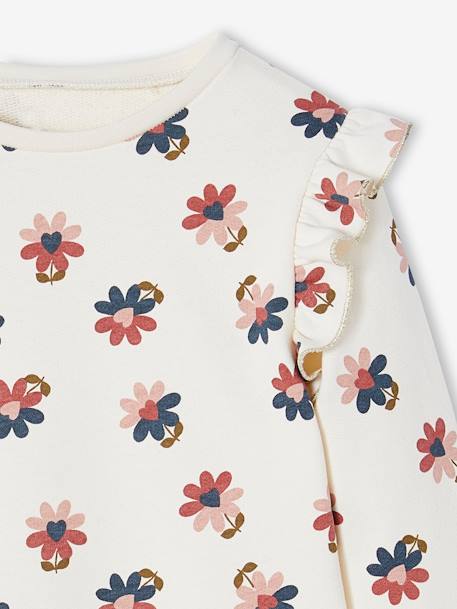 Mädchen Sweatshirt mit Volants und Prints graugrün+marine+rosa+wollweiß 13