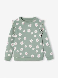 Maedchenkleidung-Mädchen Sweatshirt mit Volants und Prints