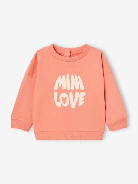 Baby Sweatshirt mit Druckknopfverschluss hinten Basic Oeko-Tex koralle+vanille 1