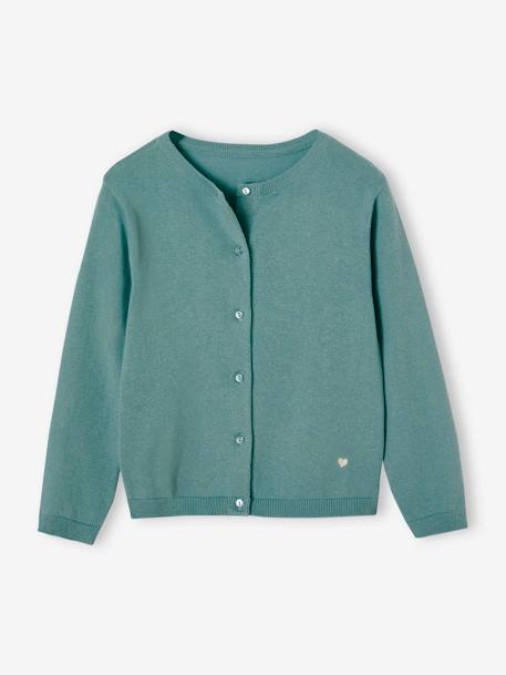 Mädchen Strickjacke BASICS Oeko-Tex blush+grau meliert+himmelblau+mandelgrün+marine+pfirsich+smaragdgrün 20