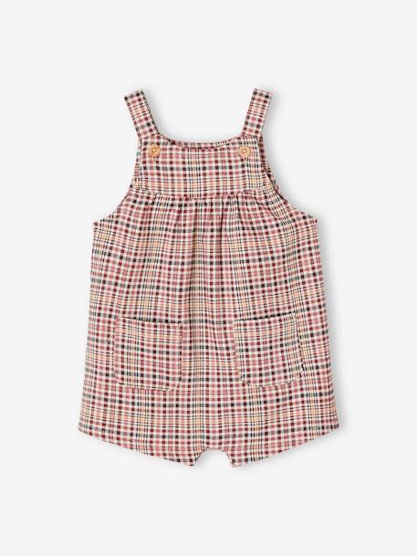 Mädchen Baby-Set: karierte Latz-Shorts, Shirt & Haarband rosenholz 2